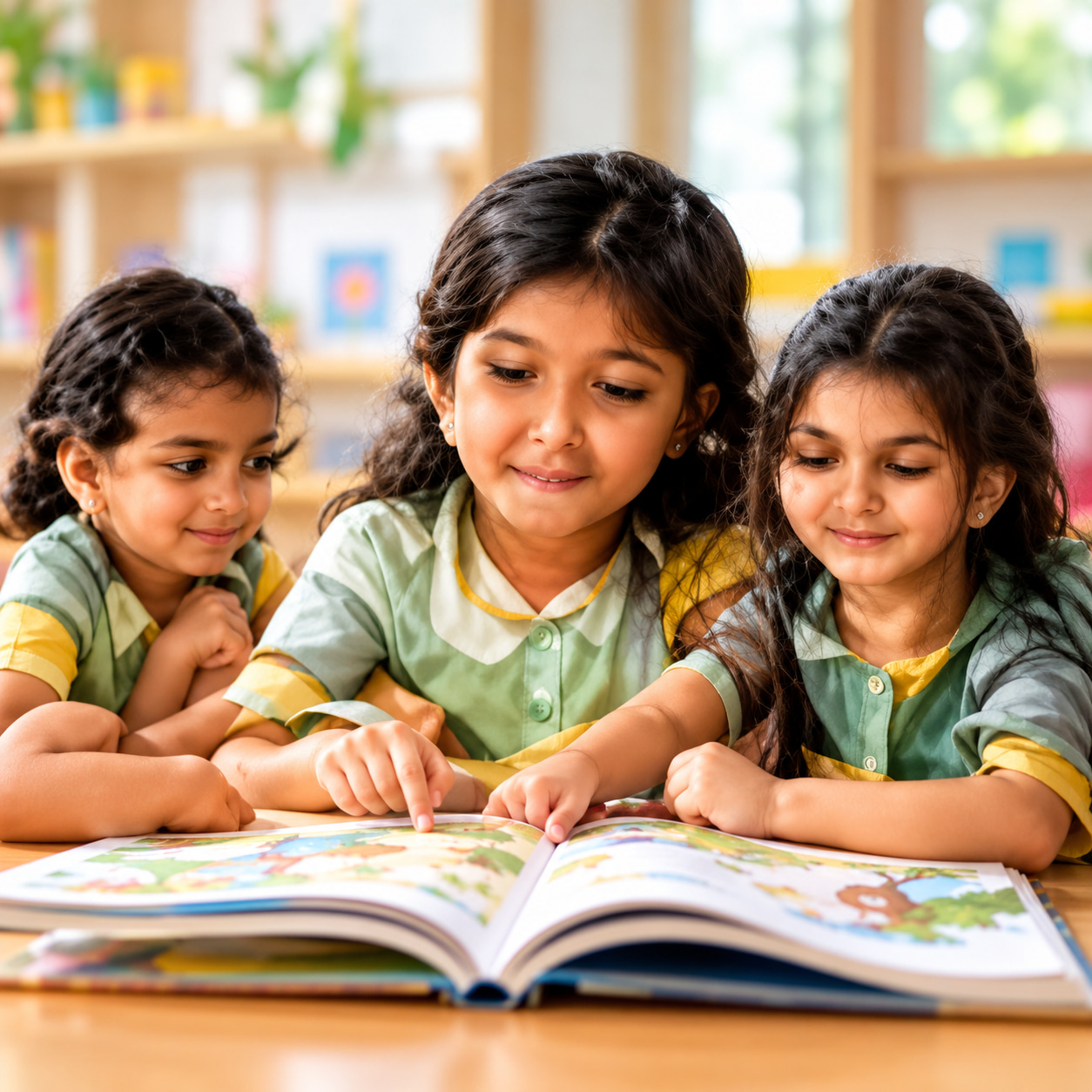 Children reading together at Phonobee Hives